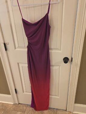 Windsor Purple to Red Ombre Spaghetti-Strap Maxi Dress